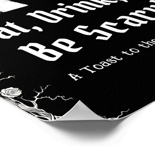 Zwart Halloween Skeleton Eet Drink & Wees eng Teke Poster (Hoek)