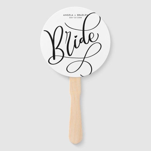 Zwart Hand Geletterd Script bruid bruiloft fan Handwaaier (Voorkant)