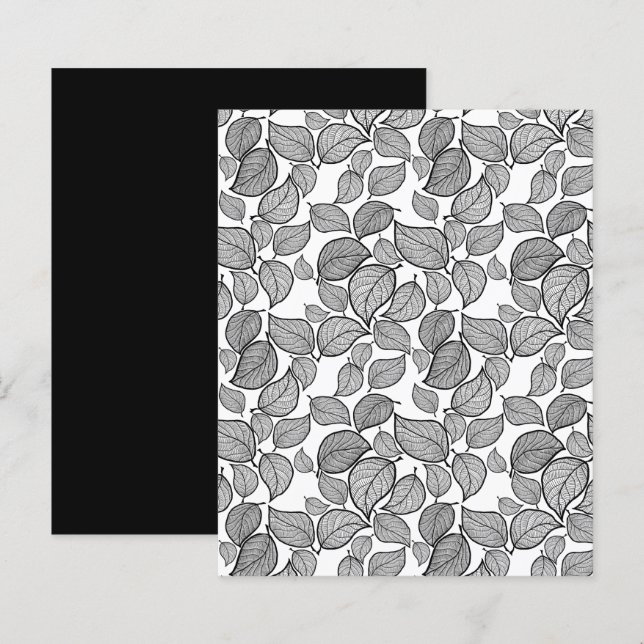 Zwart handgemaakte bladeren op witboek (Voorkant / Achterkant)