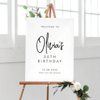 Zwart handgeschreven script 30th Birthday Welkom