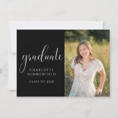 Zwart Handgeschreven Script Afstuderen Foto Kaart (Voorkant)