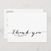 Zwart handgeschreven script bedankt Briefkaart (Voorkant / Achterkant)