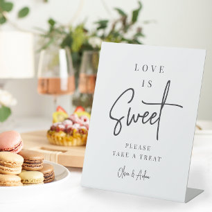 Zwart Handgeschreven script bruiloft dessert taf Reclamebord Met Voetstuk