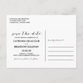 Zwart handgeschreven script foto onze datum opslaa aankondigingskaart (Achterkant)