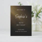 Zwart handgeschreven script verjaardag bedankkaart (Staand voorkant)