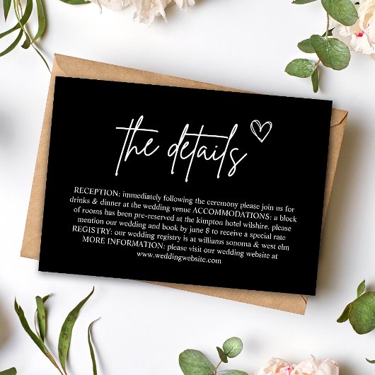 Zwart Handgeschreven Script Wedding Enclosure Kaar Kaart