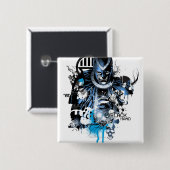 Zwart handje - Blauwe inkeping Vierkante Button 5,1 Cm (Voorkant /achterkant)