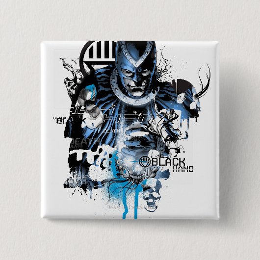 Zwart handje - Blauwe inkeping Vierkante Button 5,1 Cm (Voorkant)