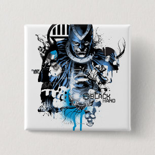 Zwart handje - Blauwe inkeping Vierkante Button 5,1 Cm