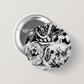 Zwart handje met schedel paneel 2 ronde button 5,7 cm (Voorkant /achterkant)