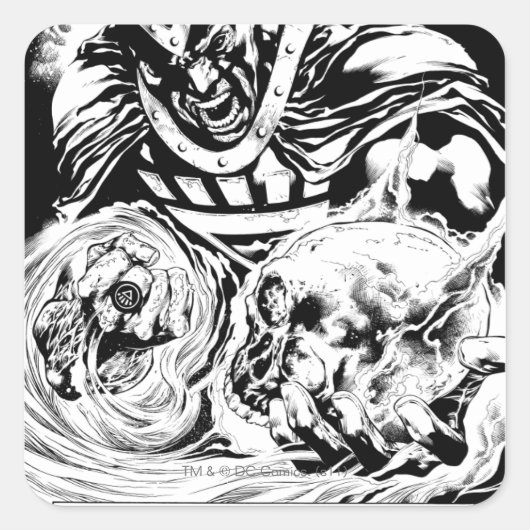 Zwart handje met schedel paneel 2 vierkante sticker (Voorkant)