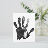 Zwart handpalmafdrukontwerp briefkaart (Staand voorkant)