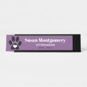 Zwart handschrift afdrukken en hart bureau naambordje (Voorkant)