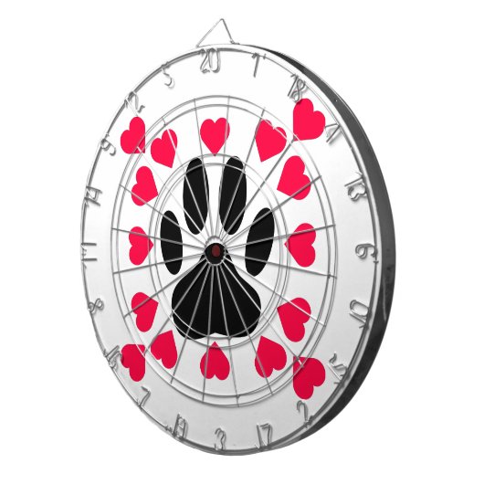 Zwart handschrift afdrukken met hartvormen dartbord (Voorkant Rechts)