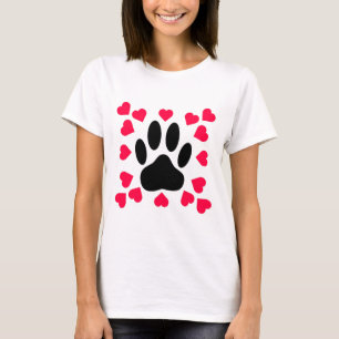 Zwart handschrift afdrukken met hartvormen t-shirt