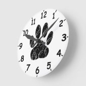 Zwart handschrift afdrukken met witte kleuren en i ronde klok (Hoek)