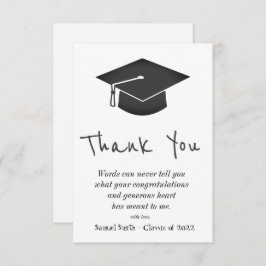 Zwart handschrift Pet en Tassel Afstuderen Bedankkaart