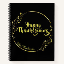 Zwart Happy Thanksgiving Familie Spiral Notitieboe