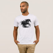 Zwart hardloop paard grafisch T-shirt (Voorkant volledig)