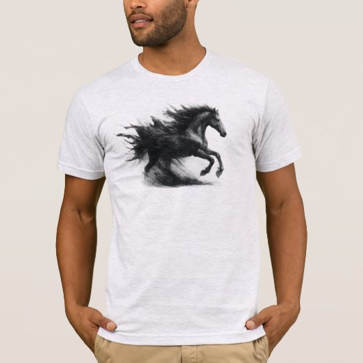 Zwart hardloop paard grafisch T-shirt (Voorkant)