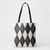 Zwart. Harlequin Pattern & White Diamond Check Draagtas (Voorkant)
