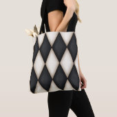 Zwart. Harlequin Pattern & White Diamond Check Draagtas (Dichtbij)