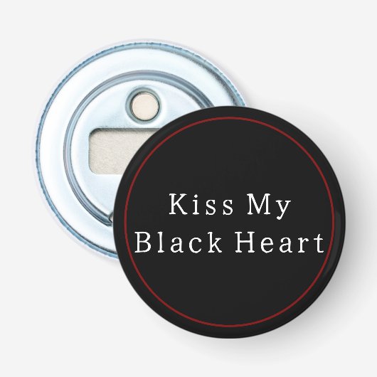 Zwart hart button flesopener (Voorkant)