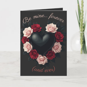 Zwart Hart En Krans Van Zwarte Rozen Kaart