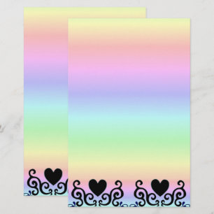Zwart hart en Lily op regenboogstationery Briefpapier