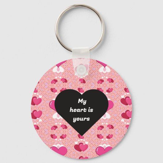 Zwart hart levendig romantisch behang sleutelhanger (Voorkant)
