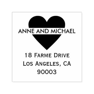 zwart hart met een paar namen en adres  zelfinktende stempel