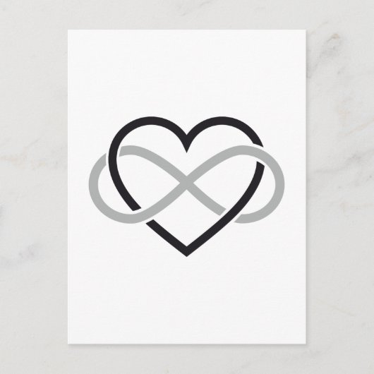 Zwart hart met oneindig teken briefkaart (Voorkant)