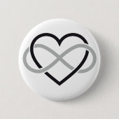 Zwart hart met oneindig teken ronde button 5,7 cm (Voorkant)