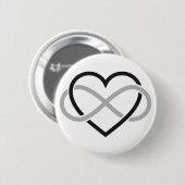 Zwart hart met oneindig teken ronde button 5,7 cm (Voorkant /achterkant)