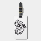 zwart hart met poten, dierlijk voedselprintpatroon bagagelabel (Voorkant verticaal)