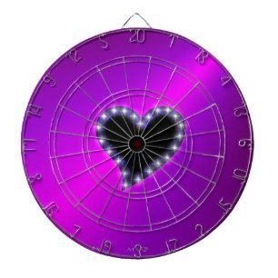 zwart hart met sterren op paarse regenboog dartbord
