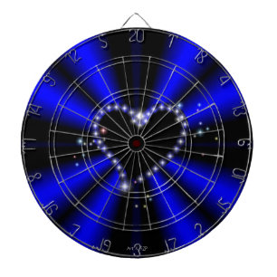 zwart hart met sterren op zwart en blauw dartbord
