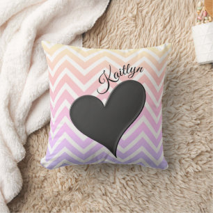 Zwart hart op Sierkussen Ombre Chevron Stripe