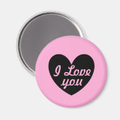 Zwart hart op snoep roze magneet (Voorkant / Achterkant)