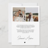 Zwart Hart Romantische Bruiloft Foto's Dank u Opme Bedankkaart (Achterkant)