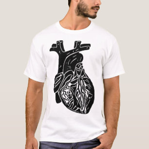 Zwart hart silhouet Menselijke anatomie Kunst T-shirt