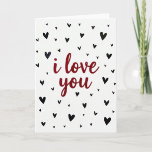 Zwart Hartjes Patroon I Love You Kaart
