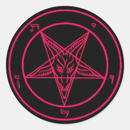 Zwart/Heet Roze Baphomet Stickers (Voorkant)