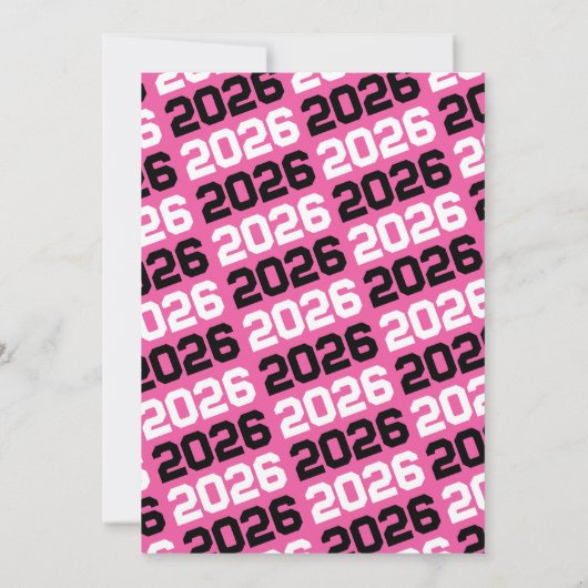 Zwart & Heet Roze Modern Afstuderen Foto Kaart (Achterkant)