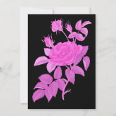 Zwart Heet Roze Roos Botanische Save the Date Kaar (Achterkant)
