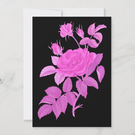 Zwart Heet Roze Roos Botanische Save the Date Kaar (Achterkant)