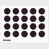 Zwart & Heet Roze Sparkles Sparkly Glitter Sterren Ronde Sticker (Vel)