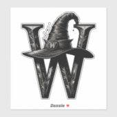 Zwart Heks Pet Witchy Letter W Custom Initiaal Sticker (Vel)