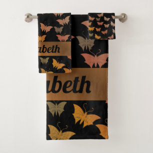 zwart, helder, glanzend, vlinder, exclusief bad handdoek