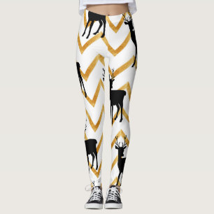 Zwart hert, goud textuur patroon. leggings
